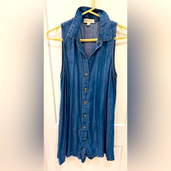 Cloth and Stone Sleeveless Denim Mini Button-Up Dress. Size Small in mint cond - Picture 1 of 5